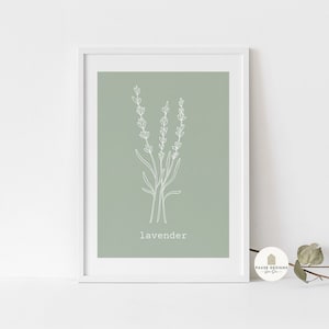Lavender Herb Bunch Line Drawing Wall Art Print | UNFRAMED PRINT | A3/A4/A5 Prints | Home Decor Prints | Kitchen Prints | Herb Flower Print