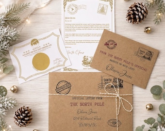 Personalised Letter from Santa & Scratch-to-Reveal Nice List Certificate (Christmas Eve Box)