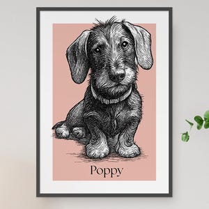 Pet Portrait Wall Art Print Custom Sketch Style Dog or Cat Illustration Digitally Created Memorial Gift or Dog Housewarming Gift