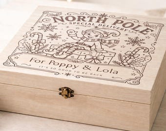 Personalised Naughty Elf Arrival Box | North Pole Special Delivery Christmas Keepsake | Christmas Elf Box for Kids