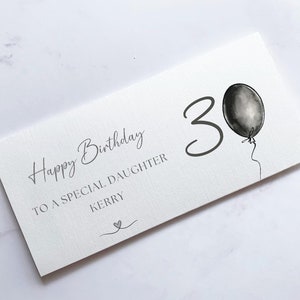 Personalisierte glückliche 30. Geburtstag Geldbrieftasche, Leinenkarte Geburtstagsbrieftasche, 30. Geburtstagskarte, Geburtstagskarte für sie, für Tochter, für Freund