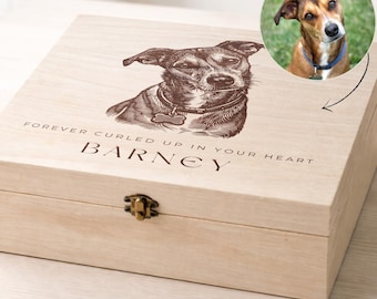 Personalised Dog Memorial Keepsake Box | Bespoke Wooden Engraved