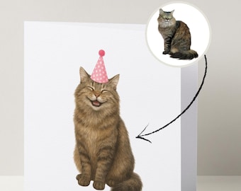 Personalised Cat Happy Birthday Card – Custom Pet Card for Cat Mum, Cat Dad, Cat Lover
