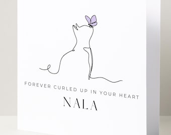 Tarjeta de condolencias por la pérdida de un gato para conmemorar el duelo de una mascota o como regalo de condolencias en el Puente del Arcoíris por la pérdida de un gato querido.