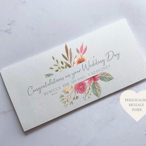 Porte-monnaie personnalisé pour le jour du mariage à l'aquarelle | Carte de mariage | Enveloppe pour espèces | Cadeau de mariage | Carte de félicitations | Cadeau de mariage