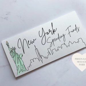 New York Travel Money Wallet Card | Ticket or Cash Envelope Wallet For Gap Year, Surprise Trip Reveal Or Honeymoon | Travel Gift |