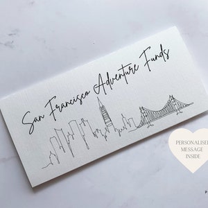 San Francisco Reisegeld Brieftasche Karte für Bargeld oder Ticket Umschlag für Urlaub Gap Jahr Flitterwochen oder Überraschungsreise offenbaren Tolles Reisegeschenk