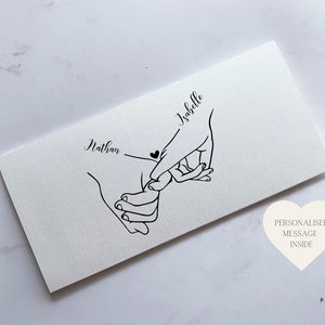 Portefeuille personnalisé Couples main dans la main | Carte de mariage | Enveloppe pour espèces | Cadeau de mariage | Carte de félicitations | Cadeau de mariage