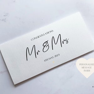 パーソナライズされた Mr & Mrs マネーウォレット ウェディングカード | 結婚祝いのお金 | 現金封筒 | 結婚祝い | お祝いカード | 新婚