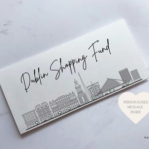 Cartão Dublin Travel Money Wallet | Carteira de passagem ou envelope de dinheiro para ano sabático, revelação de viagem surpresa ou lua de mel | Presente de viagem |