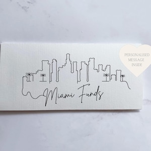 Billetera para viajes con dinero en Miami, billetera para billetes o sobre con efectivo para el año sabático, un viaje sorpresa o una luna de miel, un regalo de viaje