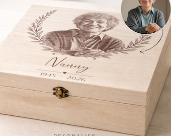 Personalisierte Erinnerungsbox | Maßgeschneidertes aus Holz graviertes Trauergeschenk