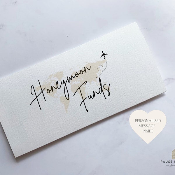Personalised Honeymoon Funds Money Wallet | Wedding Gift Money | Cash Envelope | Wedding Present | Congratulations Card | Just Married