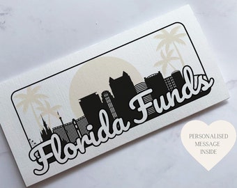 Florida Travel Money Wallet Card | Ticket or Cash Envelope Wallet For Gap Year, Surprise Trip Reveal Or Honeymoon | Orlando Travel Gift