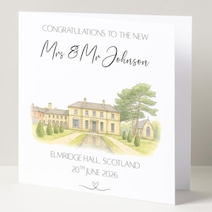 Carte personnalisée de lieu de mariage, cadeau élégant de félicitations pour les jeunes mariés, cadeau de luxe pour le jour du mariage