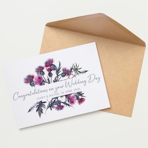 Gepersonaliseerde eucalyptus trouwkaart voor pasgetrouwden - aangepaste bruid bruidegom gefeliciteerd kaart A6 met envelop