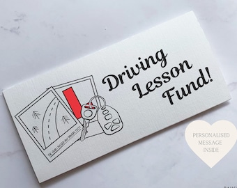Driving Lesson Fund | Linen Card Money Wallet | Perfect Learner Driver Gift | Car Birthday Gift
