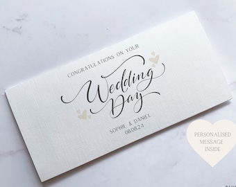 Personalised Heart Wedding Day Money Wallet | Wedding Day Card | Cash Envelope | Wedding Present | Congratulations Card | Wedding Gift