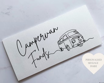 Campervan Funds Travel Money Wallet Card | Ticket or Cash Envelope Wallet For Gap Year, Surprise Trip Reveal Or Honeymoon | Travel Gift |