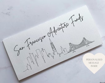San Francisco Travel Money Wallet Card for Cash or Ticket Envelope for Vacation Gap Year Honeymoon or Surprise Trip Reveal Great Travel Gift
