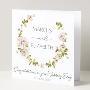 Carte de mariage personnalisée avec un beau design de roses Carte de M. et Mme Carte de félicitations pour les mariés, cadeau souvenir du jour du mariage