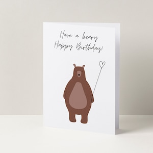 Alles Gute zum Geburtstag, süße Geburtstagskarte mit Bären | Grußkarte | Karte für Sie | Frau | Ehemann | A6 Karte | Lustige Geburtstagskarte