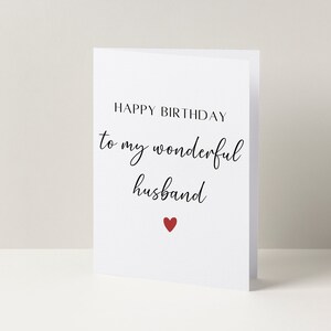 Joyeux anniversaire à mon merveilleux mari carte d'anniversaire | Carte de voeux A6 | carte postale pour mari | carte postale pour lui | Carte d'anniversaire coeur minimaliste