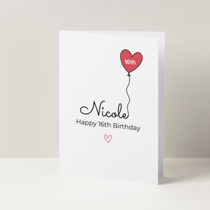 Carte de 16e anniversaire personnalisée | carte de visite personnalisée | Carte A6 | Carte Meilleur ami | carte postale pour elle | carte postale pour lui | Carte Jalon