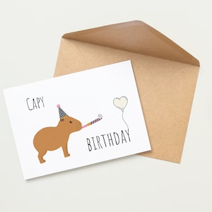 Cartão de aniversário personalizado Capybara, cartão de felicitações fofo e divertido para esposa e marido amante de animais
