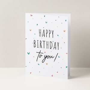 Gelukkige verjaardag confetti hart verjaardagskaart, verjaardagscadeau voor haar, A6-kaart, verjaardagscadeau vriend, verjaardagskaart voor dochter