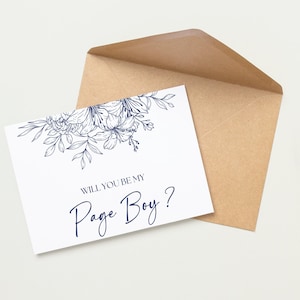 Carte personnalisée de proposition de garçon de page de mariage de marine - serez-vous mon ? Carte et enveloppe | Différents rôles de mariage disponibles