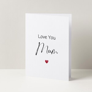 Cartão de felicitações "Te amo, mãe", Cartão de apoio para mãe, Cartões de coração, Cartões minimalistas, Cartão sentimental
