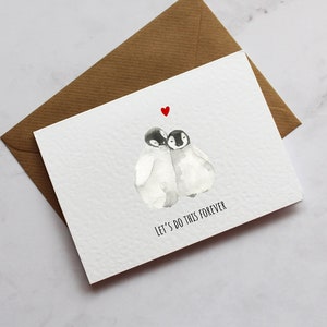 Cartão de aniversário de pinguim fofo | Vamos fazer isso para sempre | Cartão A6 | Cartão de aniversário para ele | Cartão de aniversário para ela | Cartão para namorado