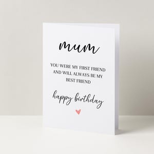 Mama erste Freundin immer beste Freundin Geburtstagskarte, spezielle Mama Geburtstagskarte, Geburtstagskarte für Mama, minimalistische Karte