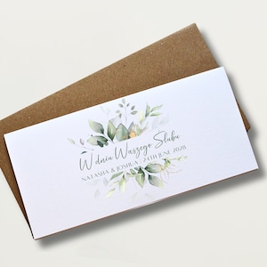 Eucalyptus polonais mariage argent carte de portefeuille cadeau de mariage en espèces personnalisé enveloppe élégante carte de jour de mariage cadeau souvenir unique