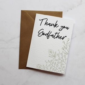 Tarjeta de agradecimiento del padrino / Tarjeta de agradecimiento sencilla / Tarjeta de agradecimiento para la familia / Tarjeta A6 /