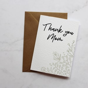 carte de voeux de remerciement de maman | carte de remerciement simple | Carte de remerciement pour la famille | Carte A6 |