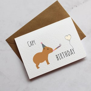 Capy Birthday Party Capybara Greetings Card | Personalised Card | Cute Birthday Card | Wife Birthday Card | Husband Birthday Card |