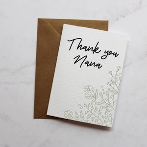 Nana Danke Grußkarte | Schlichte Dankeskarte | Dankeskarte für Familie | A6 Karte |