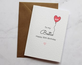 To My Bestie 30th Birthday Card | A6 Card | Best Friend Card | Card For Her | Card For Him | Milestone Card | Thirtieth Birthday Card