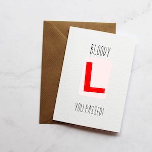 Bloody L Je bent geslaagd voor grappige rijtestkaart | Kaart voor hem | Kaart voor haar | Gefeliciteerd met het behalen van je diploma | Pass voor rijexamen | Voorlopig
