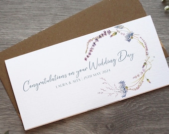 Personalised Watercolour Wedding Day Money Wallet | Wedding Day Card | Cash Envelope | Newly Wed Present | Unique Wedding Gift