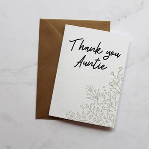 Tante Danke Grußkarte | Schlichte Dankeskarte | Dankeskarte für Familie | A6 Karte |