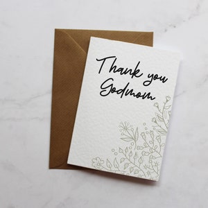 Merci ma marraine carte de vœux | carte de remerciement simple | Carte de remerciement pour la famille | Carte A6 |