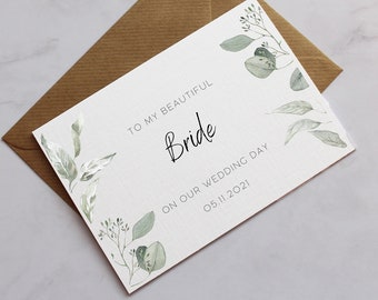 Personalised To My Beautiful Bride Wedding Day Card | On Our Wedding Day Card | Eucalyptus Wedding Card | Bride Card