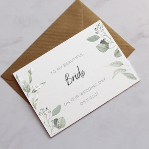 Cartão personalizado para o dia do casamento da minha linda noiva | Cartão para o dia do nosso casamento | Cartão de casamento de eucalipto | Cartão de noiva