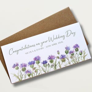 Personalisierte Scottish Distle Geld Brieftasche Hochzeitskarte Bargeld Umschlag Einzigartige Brautpaar Geschenk