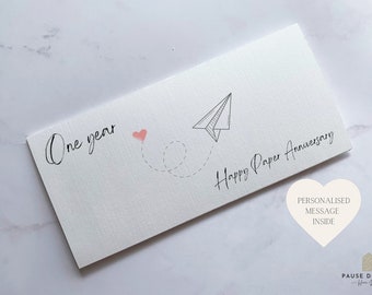 Personalized Money Gift Wallet for Paper Anniversary First Wedding Anniversary Card Cash Envelope Congratulations