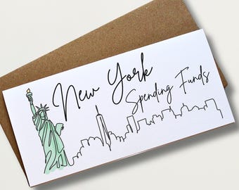 New York Travel Money Wallet Card Custom Cash Envelope for Gap Year Surprise Trip Reveal Honeymoon Gift Unique Travel Keepsake