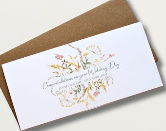 Personalised Watercolour Wedding Day Money Wallet | Wedding Day Card | Cash Envelope | Newly Wed Present | Unique Wedding Gift